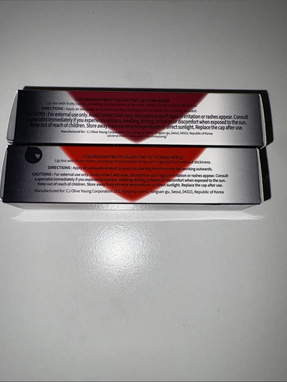 Colorgram RED BOMB Fruity Glass Tint - Red number 17 & 19